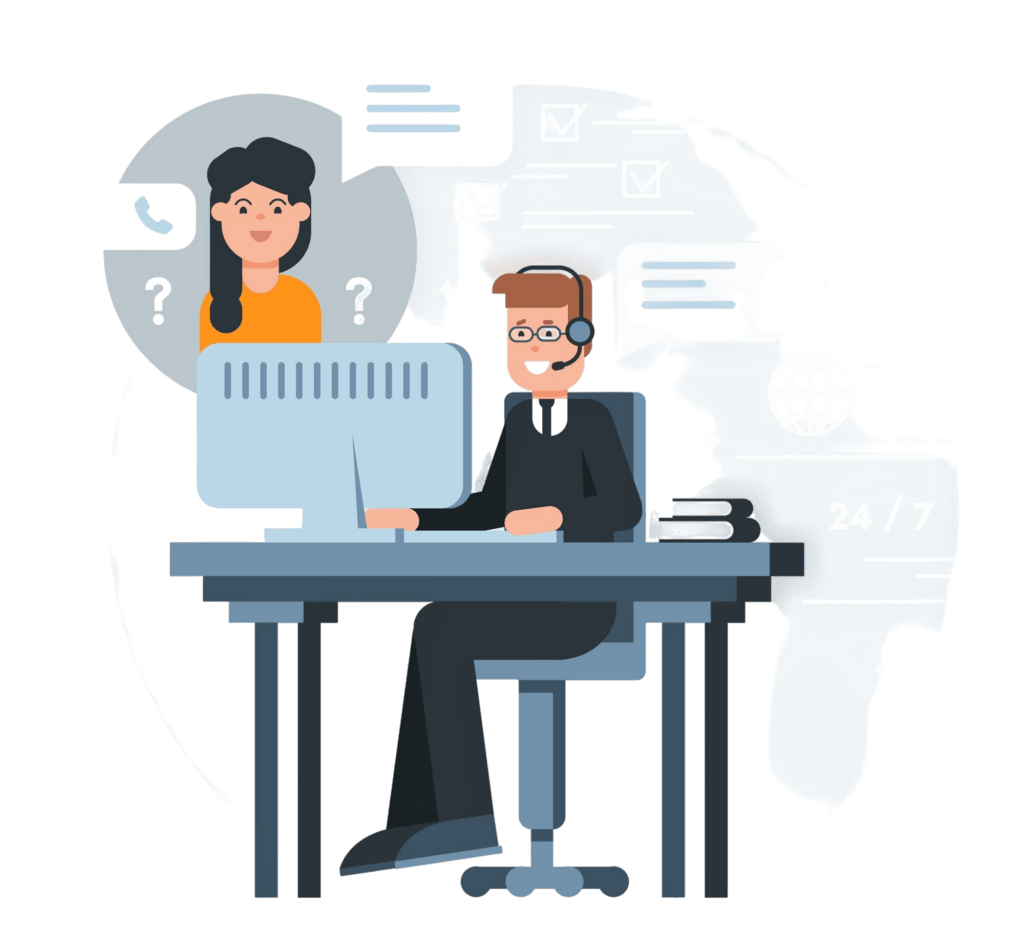 call center assistant helping customers